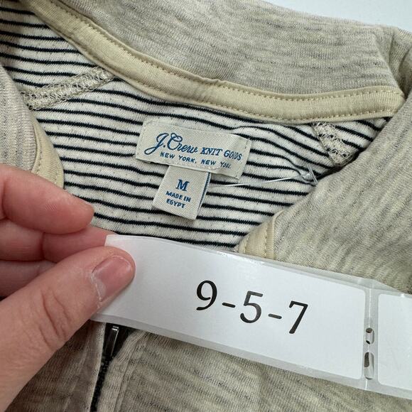 J. Crew Sweater Mens Medium Heathered Cream Grey Double Knit Half Zip Pullover - Picture 4 of 9